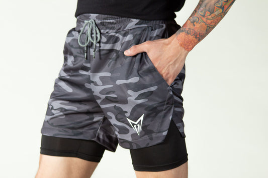 Men's Camo Compression Shorts With Pocket